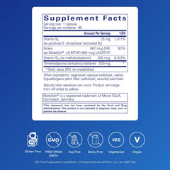 Pure Encapsulations Homocysteine Factors capsules on white background highlighting easy daily use