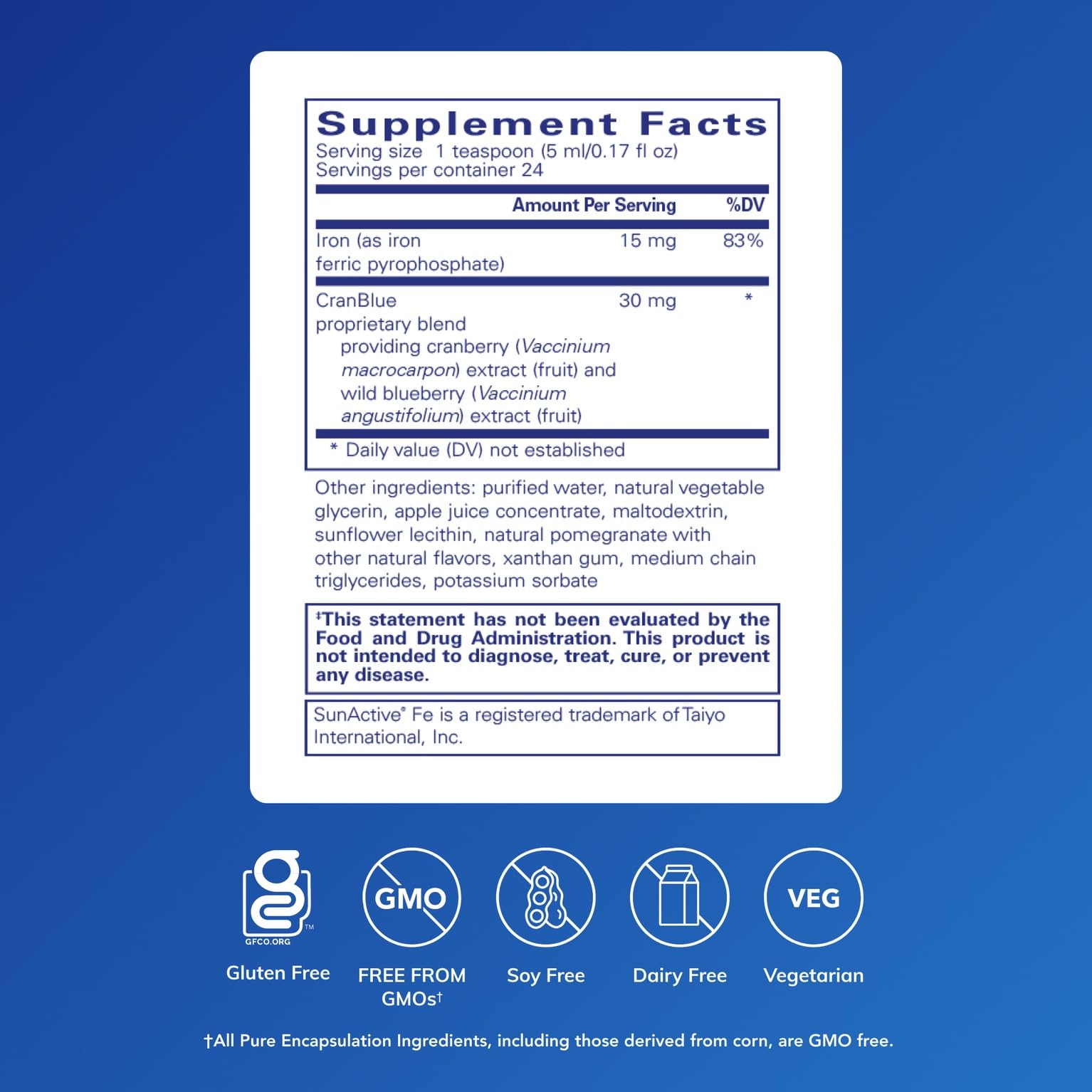 Pure Encapsulations Iron Liquid dropper demonstrates convenient dosing for daily wellness