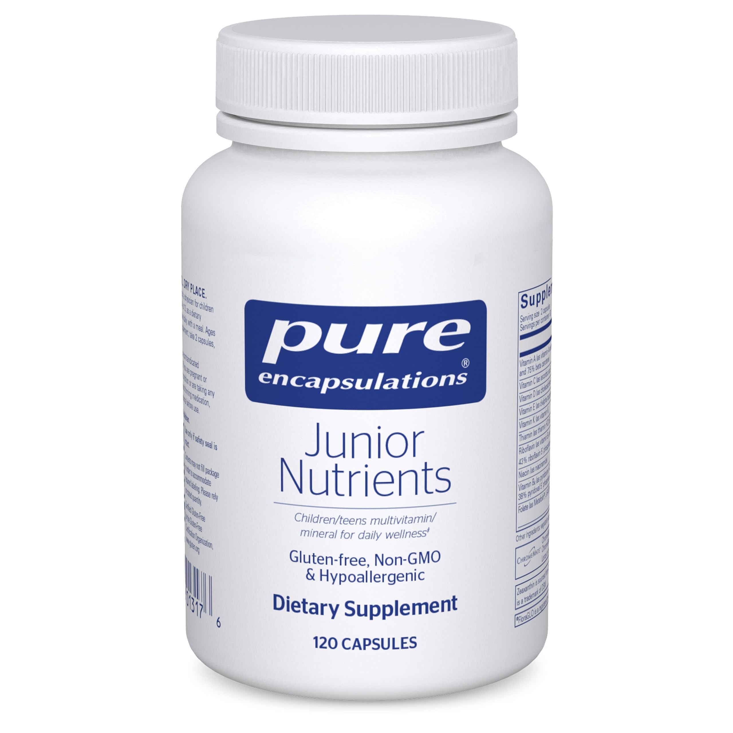 Pure Encapsulations Junior Nutrients bottle front view for daily kid and teen support