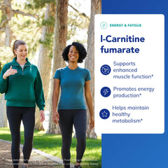 L-Carnitine Fumarate label close-up showing allergen-free formulation.