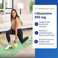 Pure Encapsulations L-Glutamine label close-up highlighting purity and ingredients.