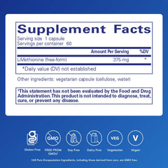 Pure Encapsulations L-Methionine capsules closeup highlighting daily dosing