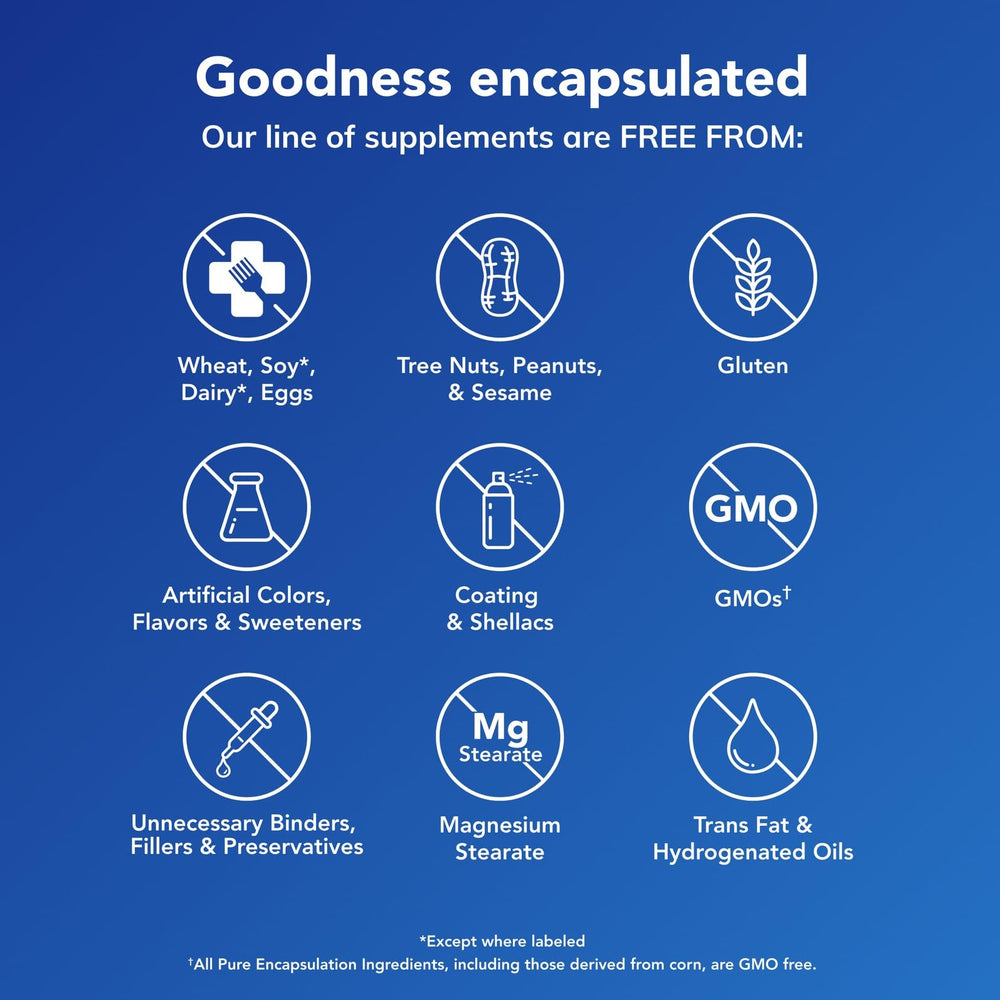 Ingredient panel of Pure Encapsulations L-Theanine signals clean, GMO-free formulation.