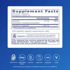 Pure Encapsulations L-Tryptophan capsules closeup highlights purity