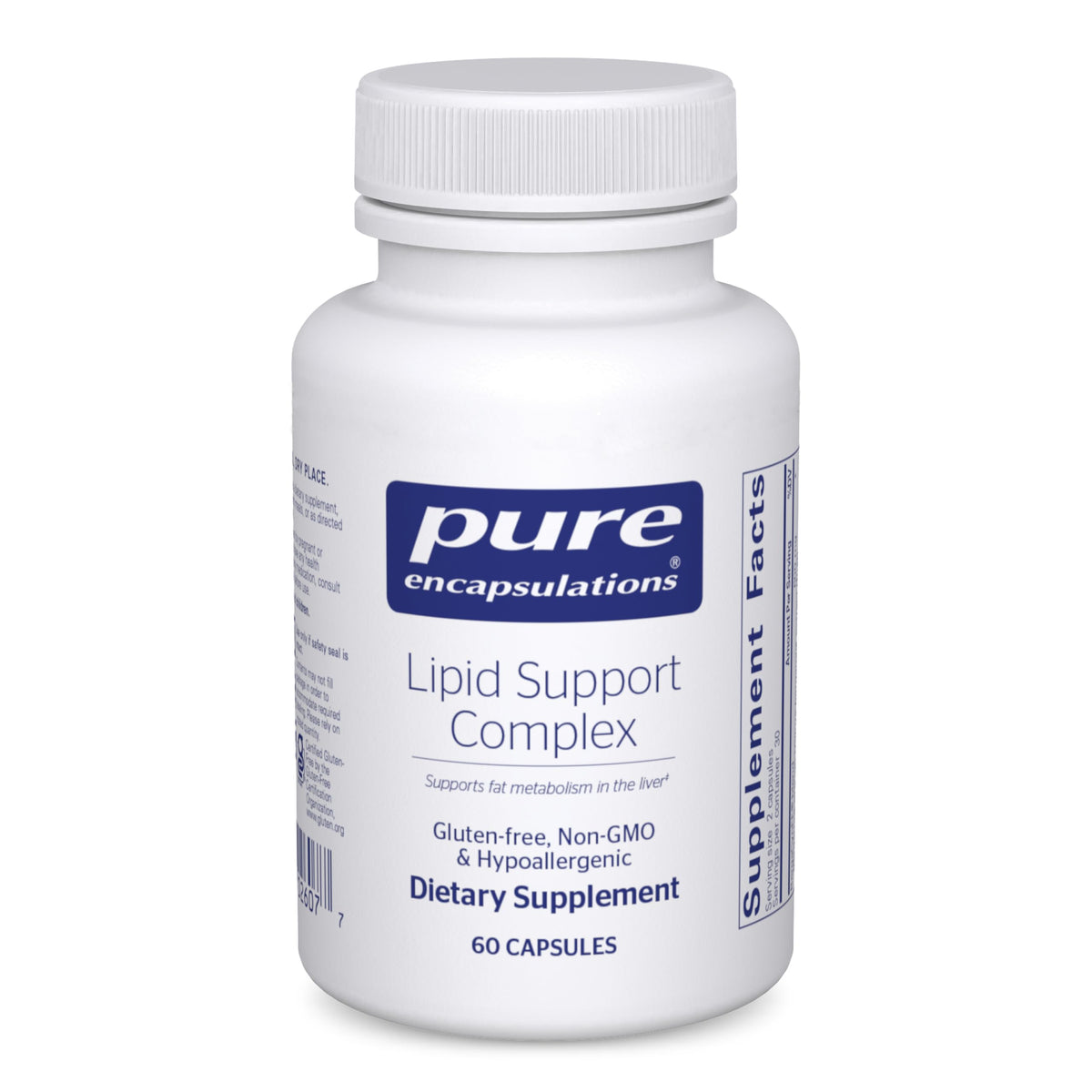 Pure Encapsulations Lipid Support Complex bottle with capsules for liver wellness.
