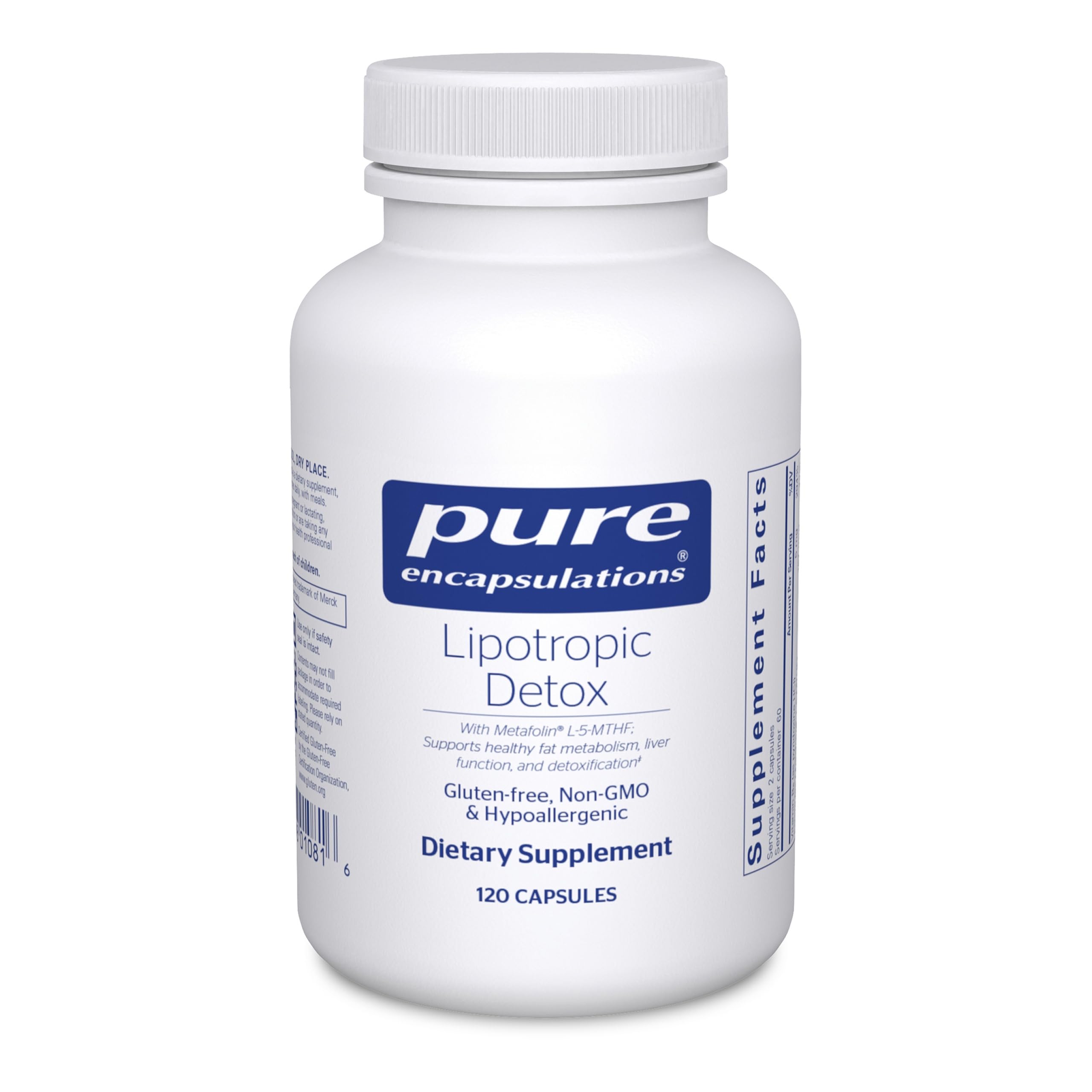 Pure Encapsulations Lipotropic Detox bottle front showing hypoallergenic liver support formula