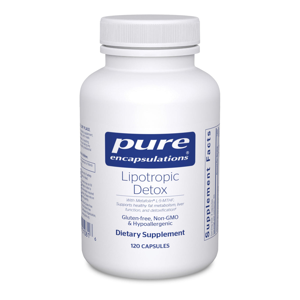 Pure Encapsulations Lipotropic Detox bottle front showing hypoallergenic liver support formula