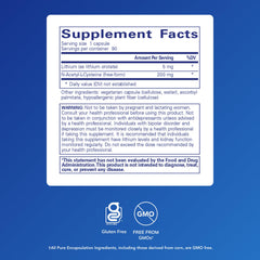 Pure Encapsulations Lithium Orotate 5 mg capsules close-up showing NAC blend.