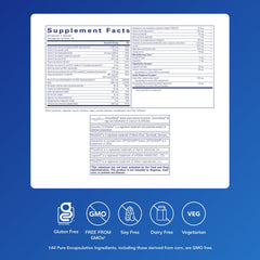 Pure Encapsulations Longevity Nutrients bottle back label with comprehensive blend.