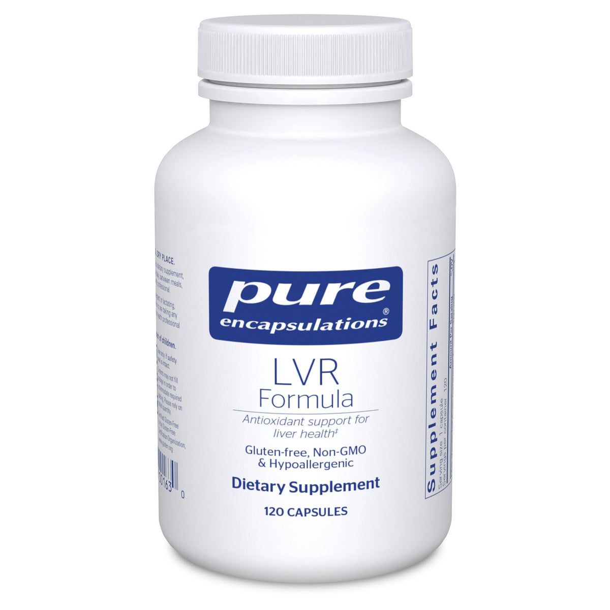 Pure Encapsulations LVR Formula bottle highlighting liver support and purity.