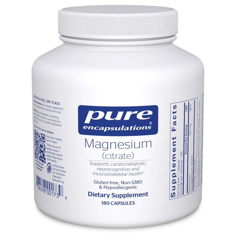 Pure Encapsulations Magnesium Citrate bottle with capsules for daily support
