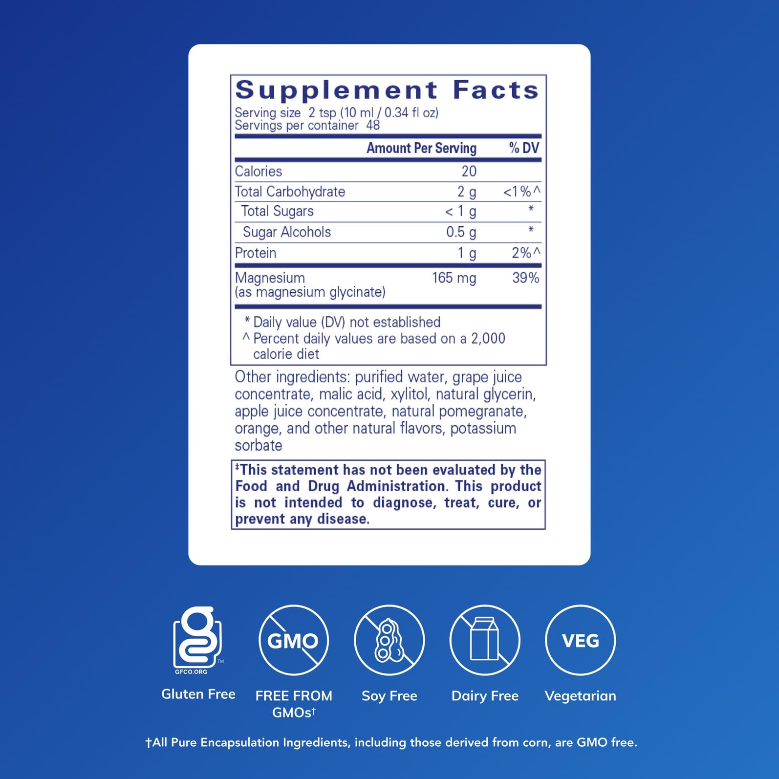 Pure Encapsulations Magnesium Glycinate Liquid pour showing easy serving and tasty format