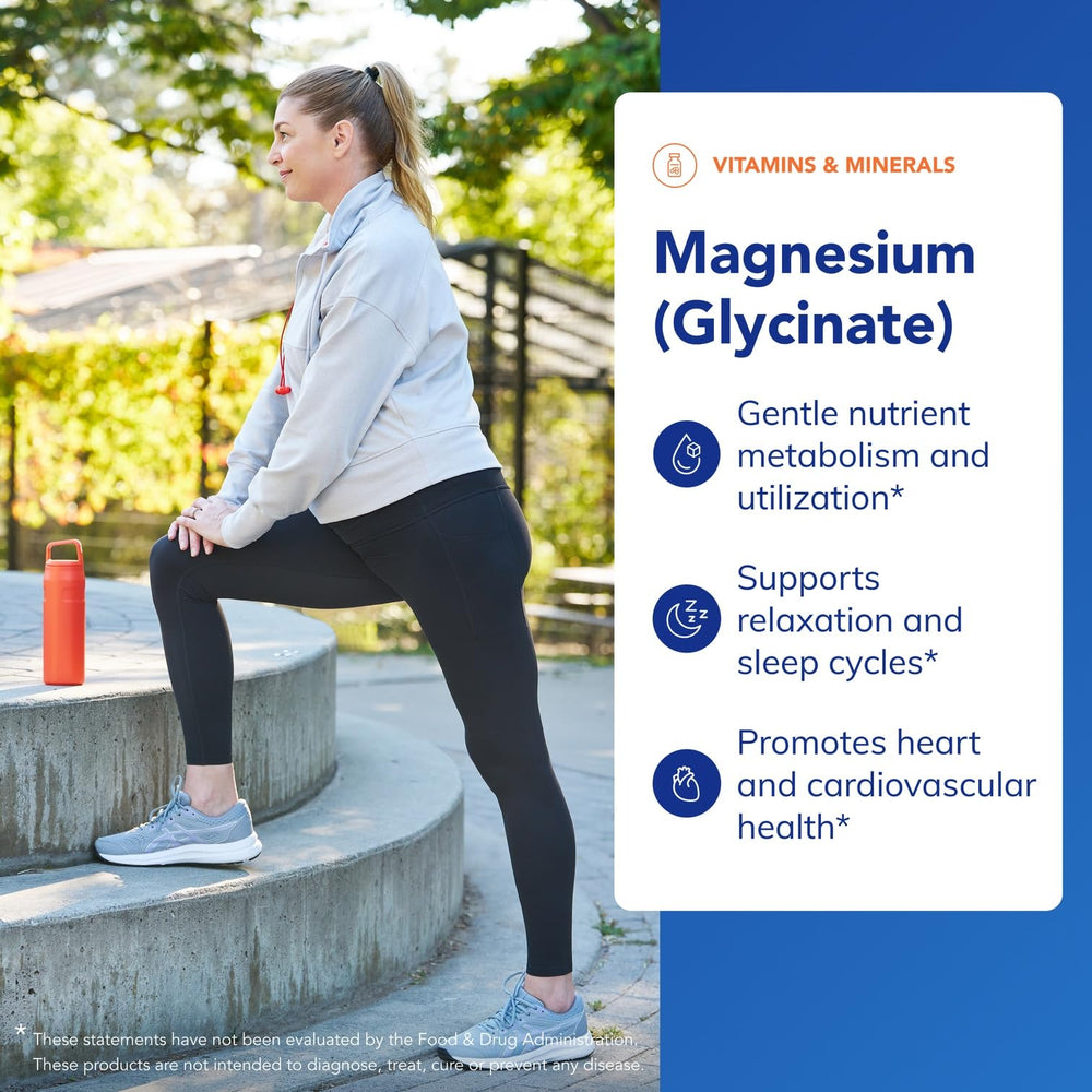 Pouring Pure Encapsulations Magnesium Glycinate capsules from the bottle for easy dosing.
