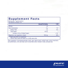 Pure Encapsulations Magnesium Gummy berry vanilla flavor closeup highlights tasty dosing.