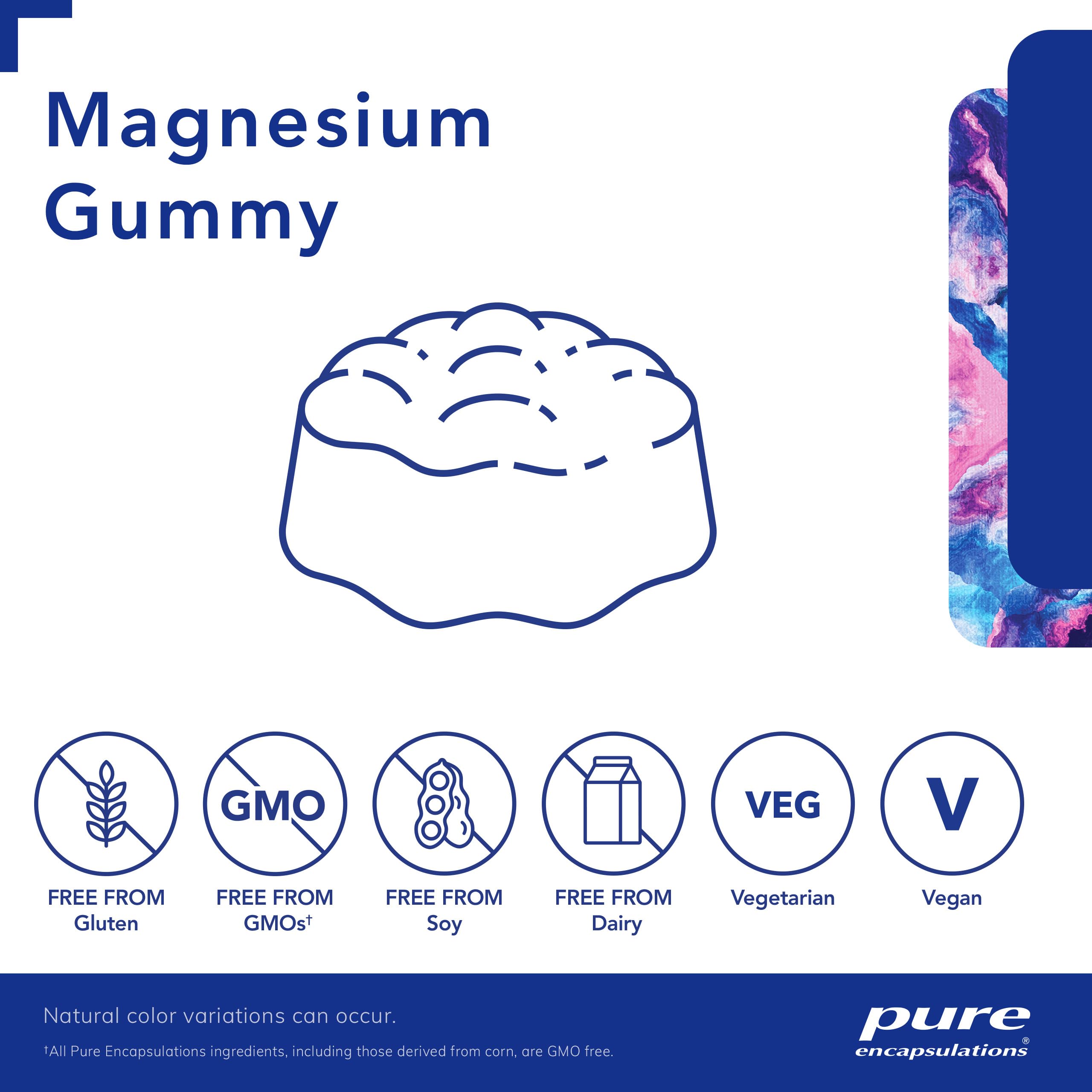 Pure Encapsulations Magnesium Gummy texture closeup, chewy and pleasant.