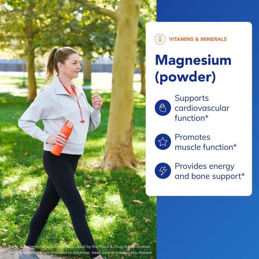 Pure Encapsulations Magnesium Powder being poured into water for quick dissolution