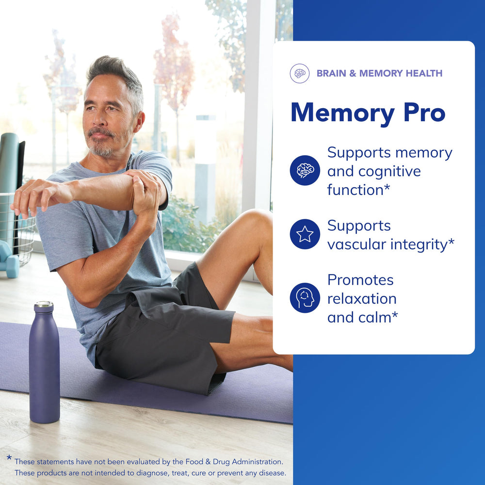 Memory Pro capsules pictured to suggest convenient daily memory support routine.