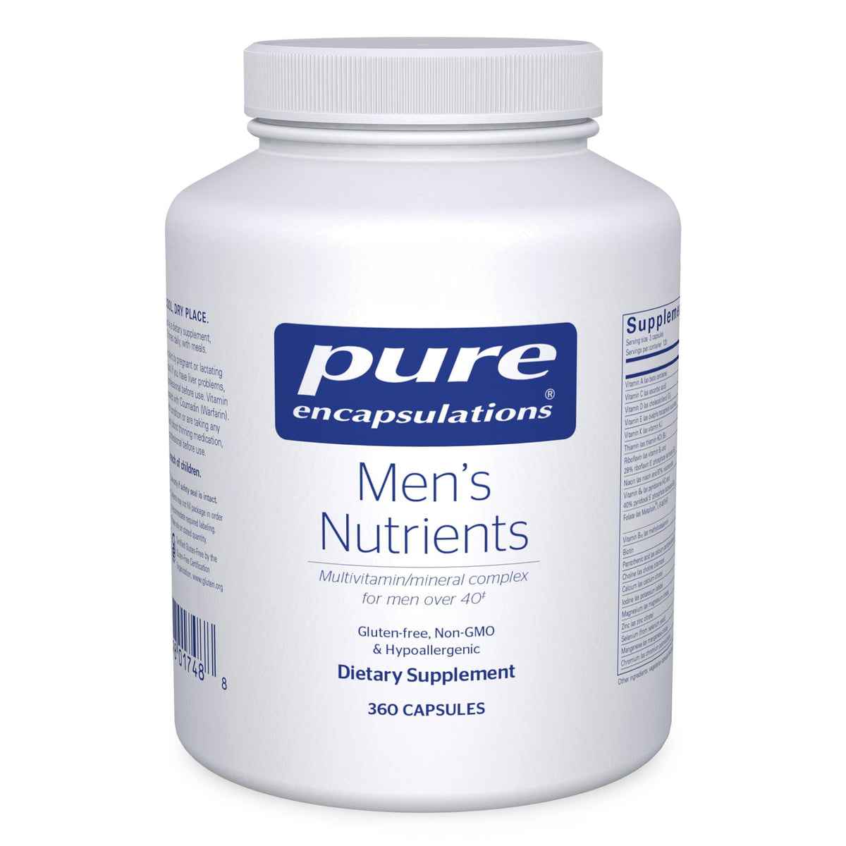 Pure Encapsulations Men's Nutrients bottle front for daily energy support
