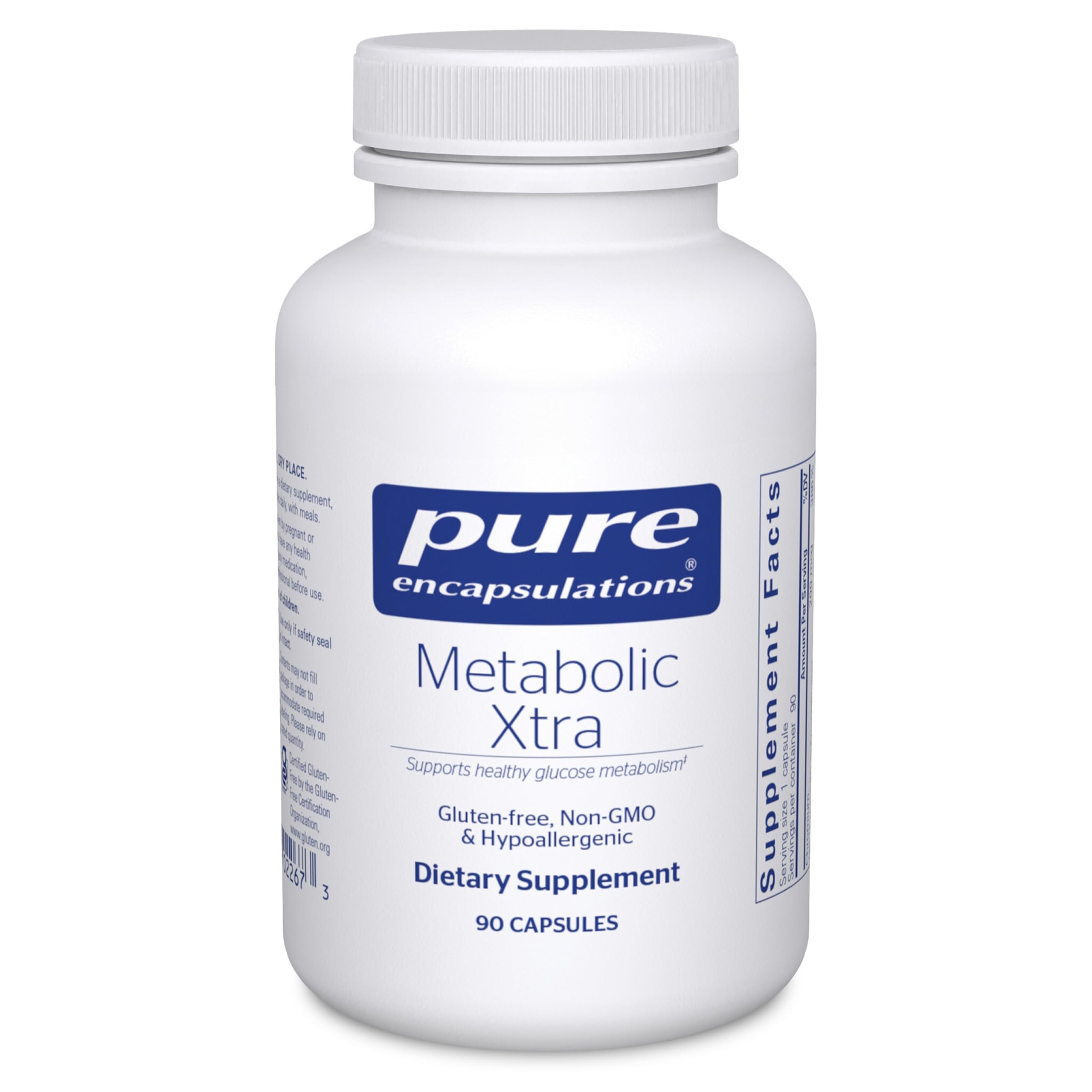 Pure Encapsulations Metabolic Xtra bottle label promoting metabolism support