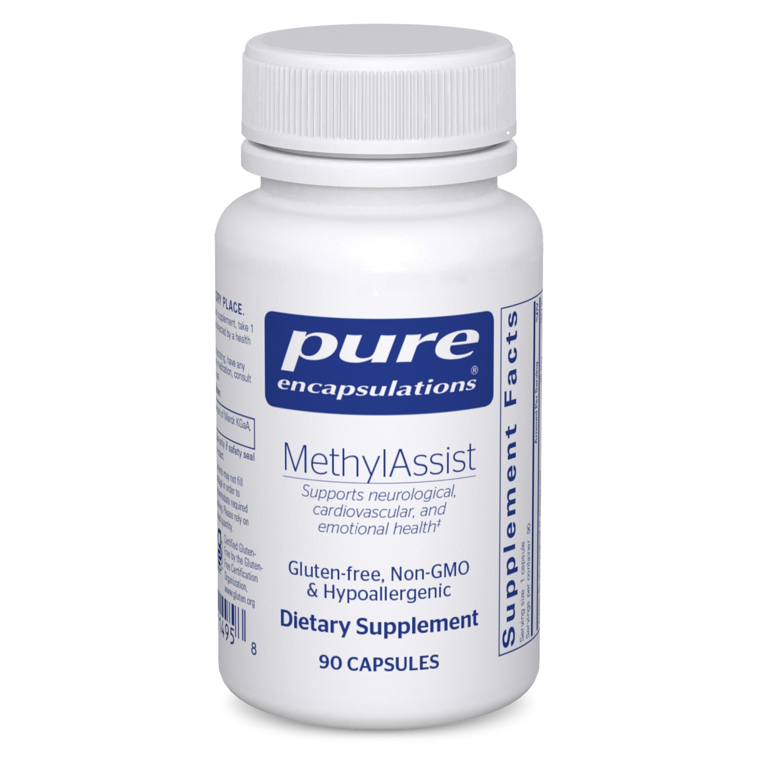 Pure Encapsulations MethylAssist 90's bottle front view supports daily methylation and overall wellness.