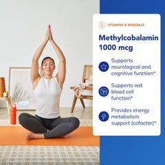Close-up of Pure Encapsulations methylcobalamin label emphasizing purity.