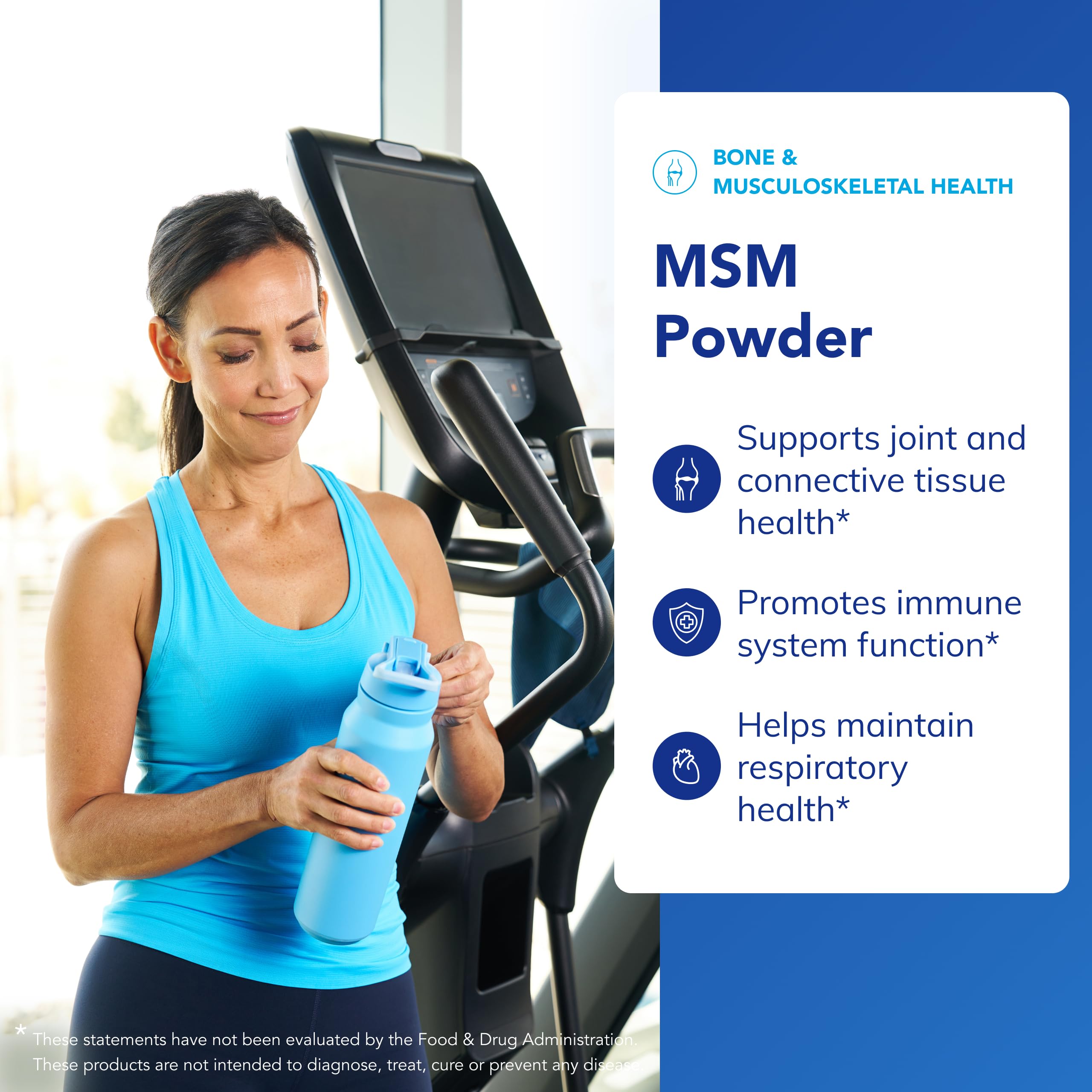 Pure Encapsulations MSM Powder being poured illustrates simple integration into drinks or smoothies.