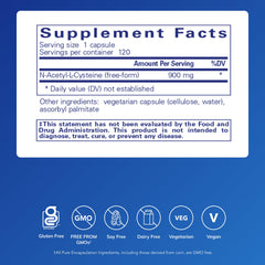 Pure Encapsulations NAC 900mg bottle on shelf conveys purity and reliable quality.