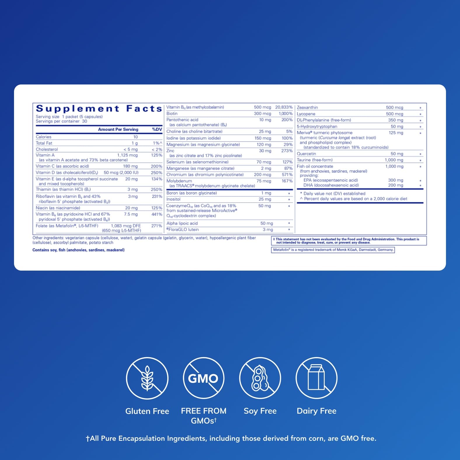 Pure Encapsulations NeuroMood Pure Pack bottle side shows ingredients for balanced neurotransmitter support