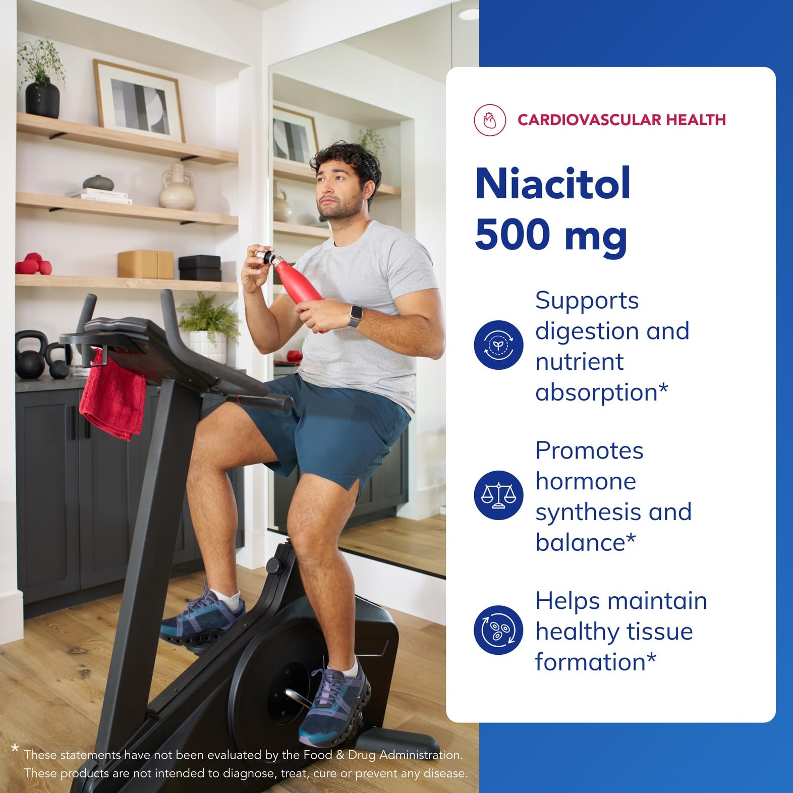 Close-up of Pure Encapsulations Niacitol label detailing 500 mg per capsule.