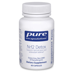 Pure Encapsulations Nrf2 Detox bottle aids daily detox and routine.