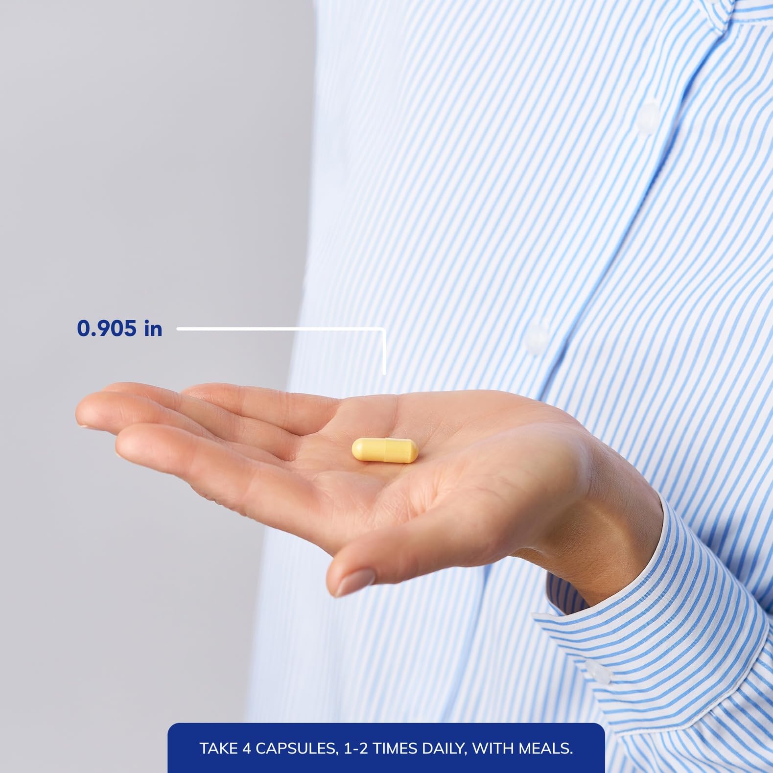 Pouring Nutrient 950 bottle demonstrates simple daily routine.