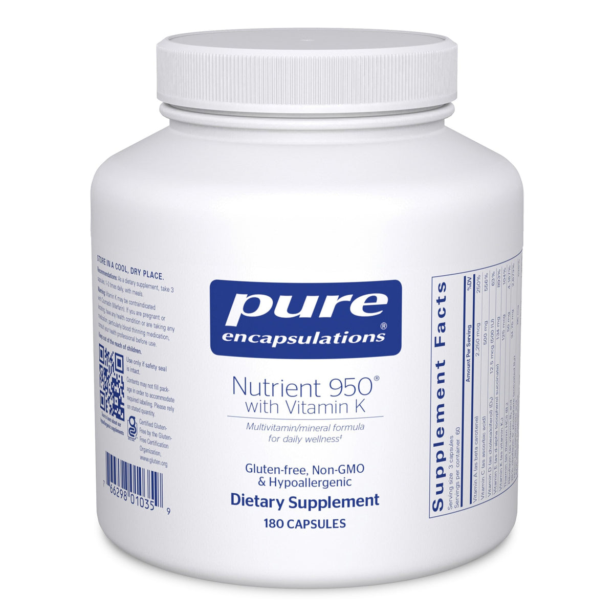 Pure Encapsulations Nutrient 950 bottle for daily bone and arterial support.