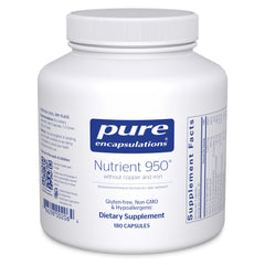 Pure Encapsulations Nutrient 950 bottle for daily wellness, hypoallergenic formula.