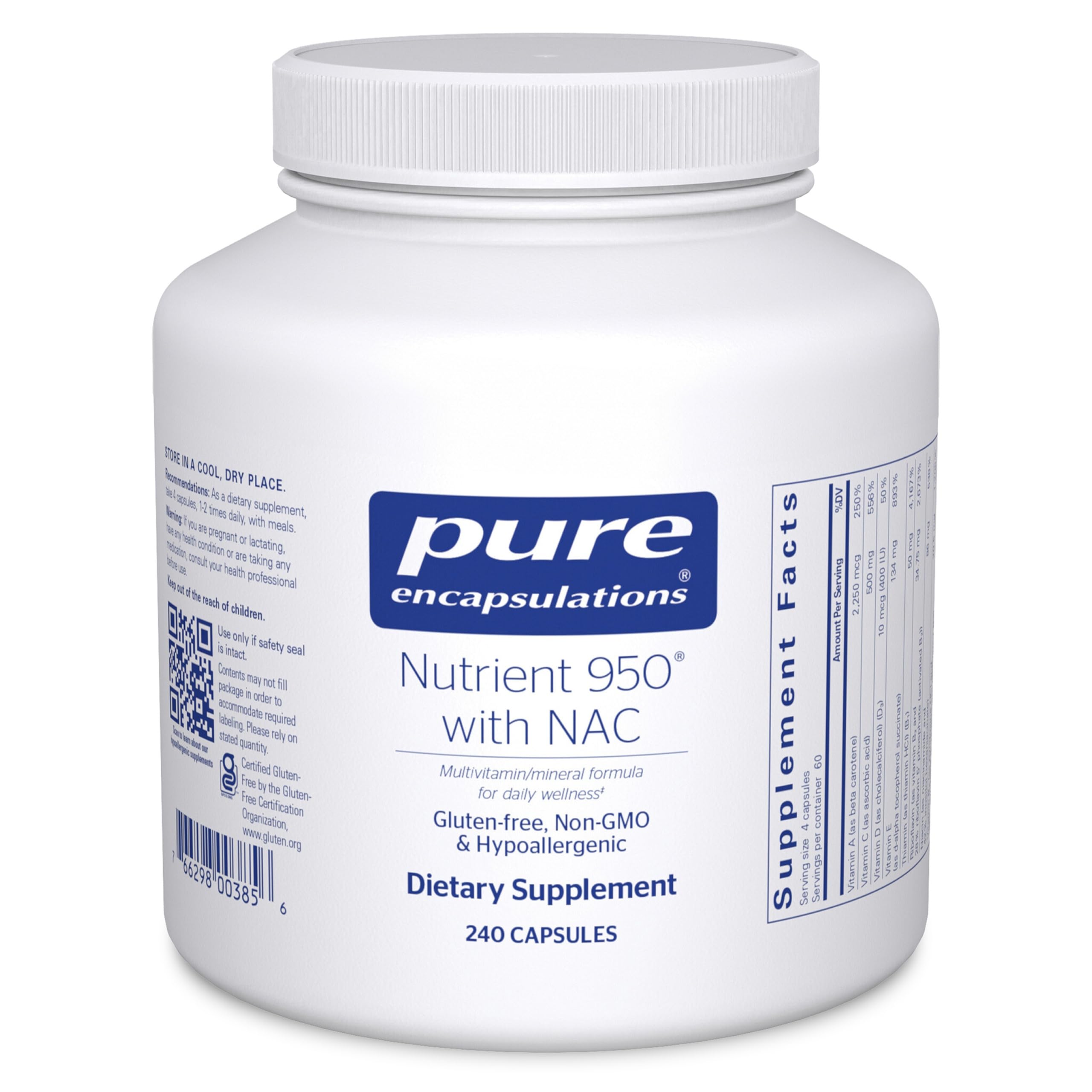Pure Encapsulations Nutrient 950 with NAC bottle ready for daily wellness.