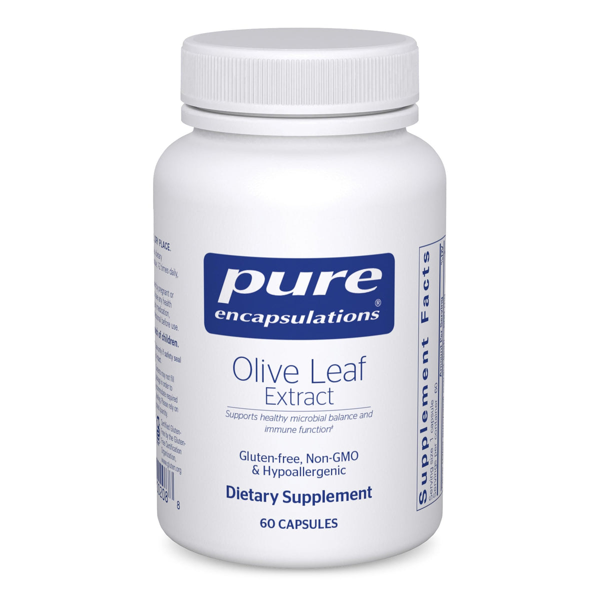 Pure Encapsulations Olive Leaf Extract bottle front highlighting immune support