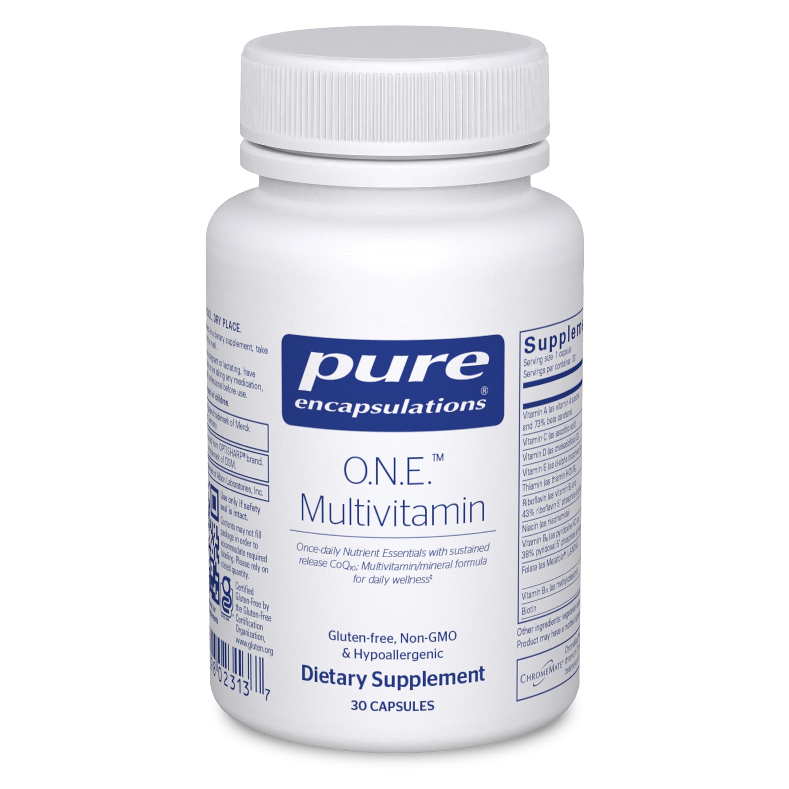 Pure Encapsulations O.N.E. multivitamin bottle front promotes daily wellness and energy