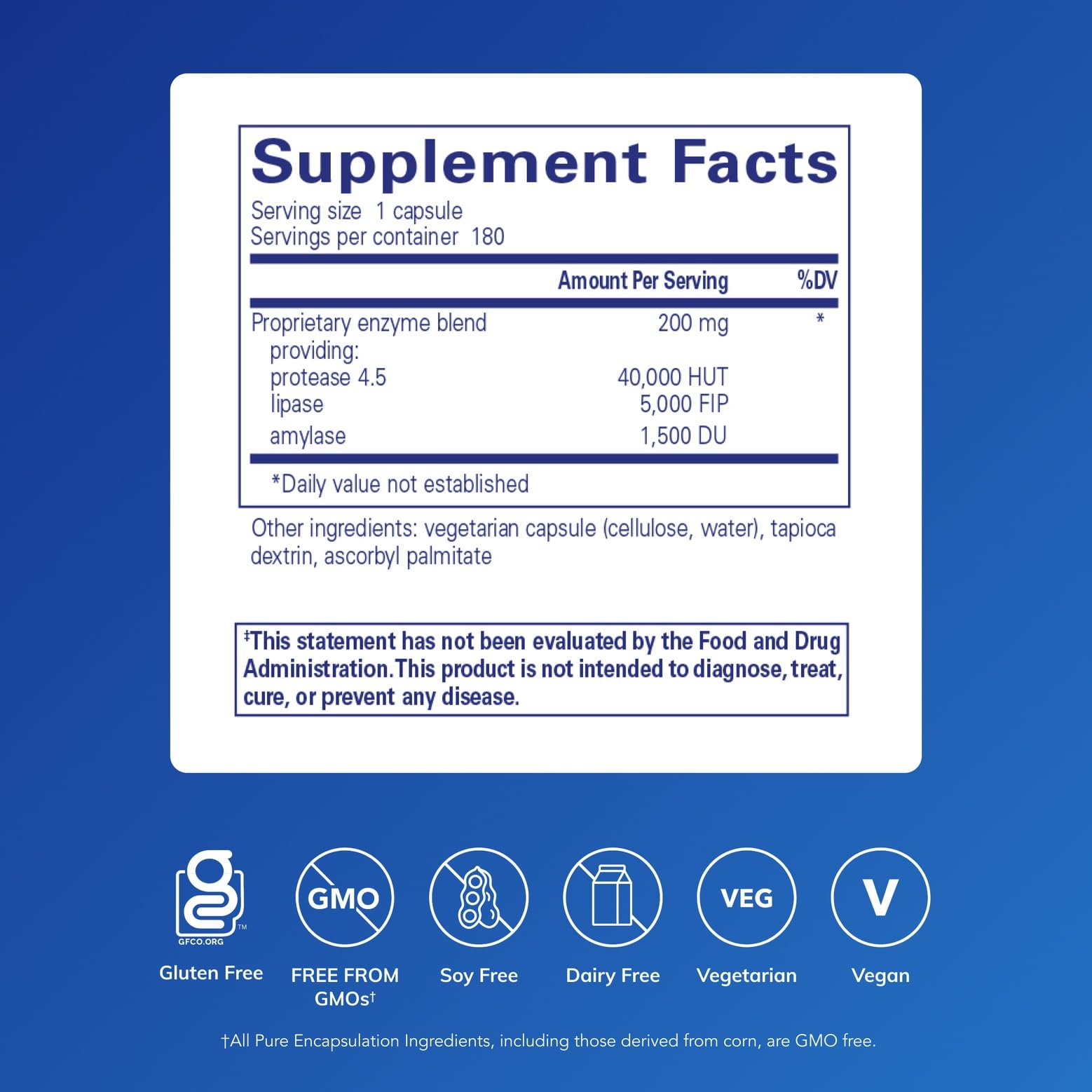 Pancreatic VegEnzymes capsules shown for carbohydrate lipid and protein digestion support.