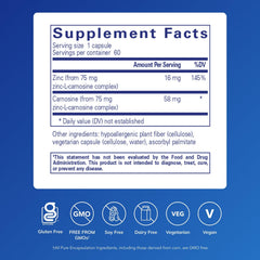 Closeup of Peptic-Care capsules highlighting zinc-L-carnosine