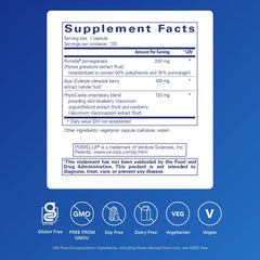 Pure Encapsulations Pomegranate Plus label closeup highlighting ingredients and purity.