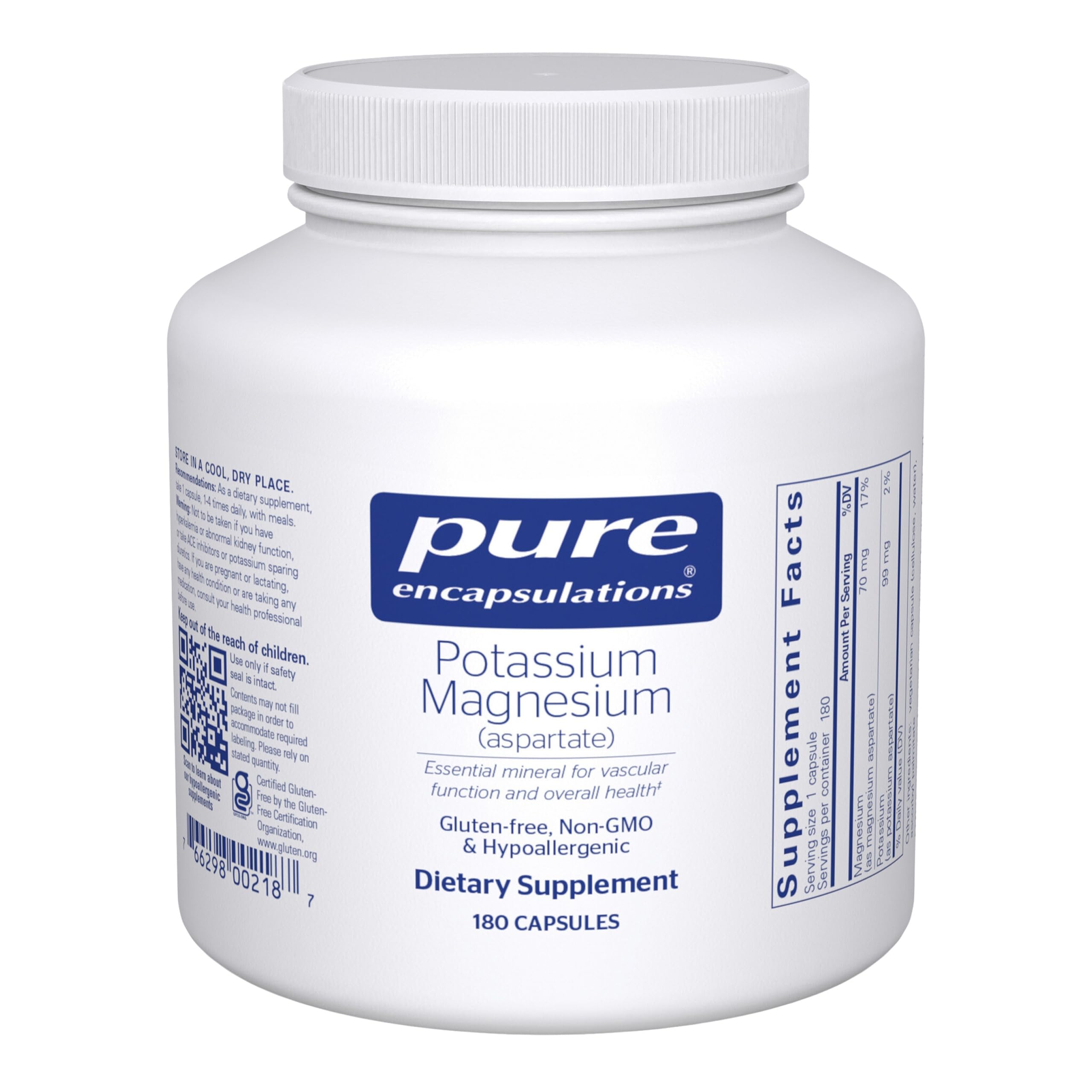 Pure Encapsulations Potassium Magnesium bottle; supports heart and muscle function.