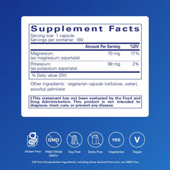 Pure Encapsulations Potassium Magnesium capsules; convenient daily support for nerves and muscles.