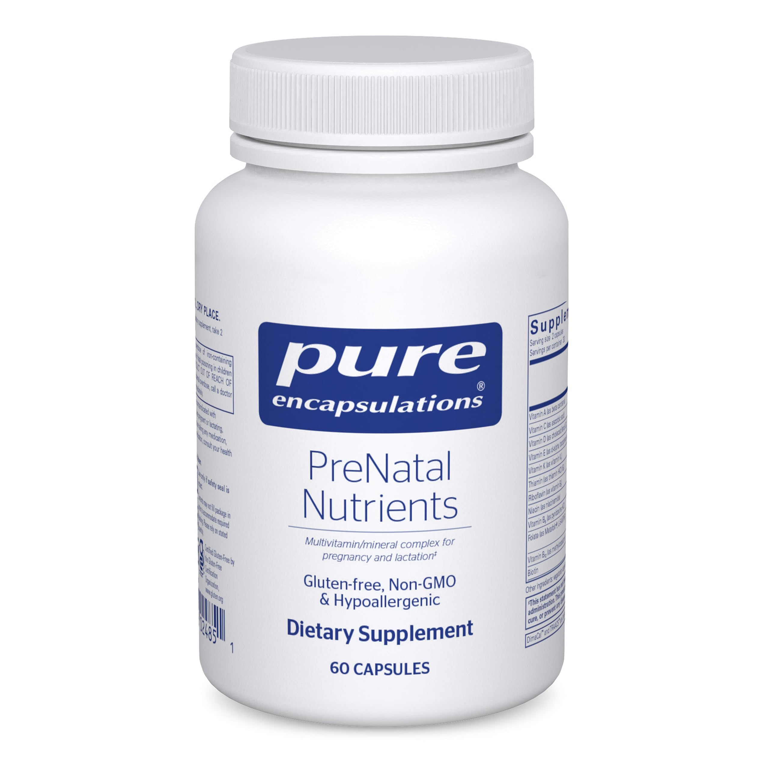 Pure Encapsulations PreNatal bottle with capsules for daily prenatal support.