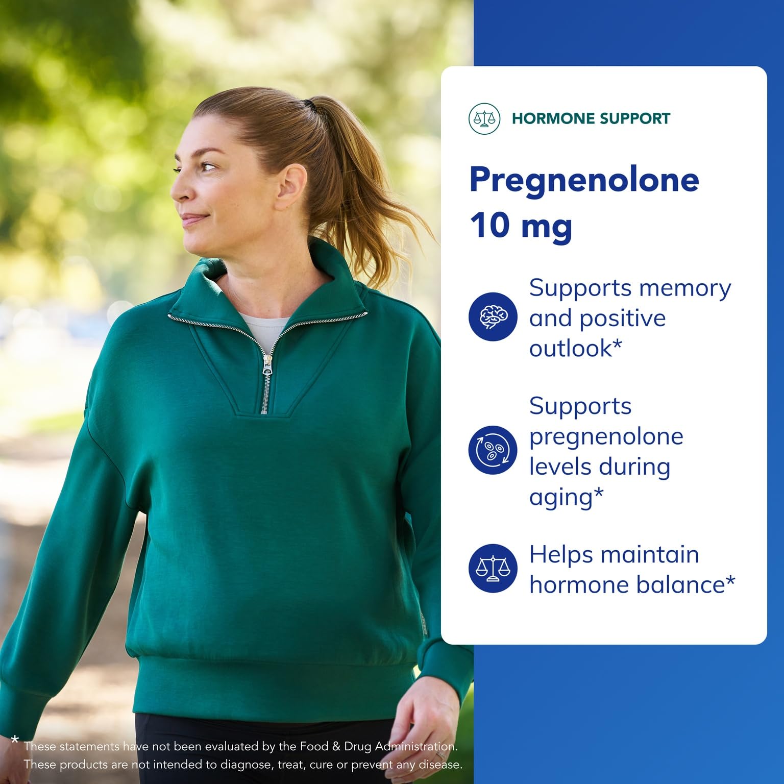 Etiqueta de Pure Encapsulations Pregnenolona 10 mg, información clara sin OGM.