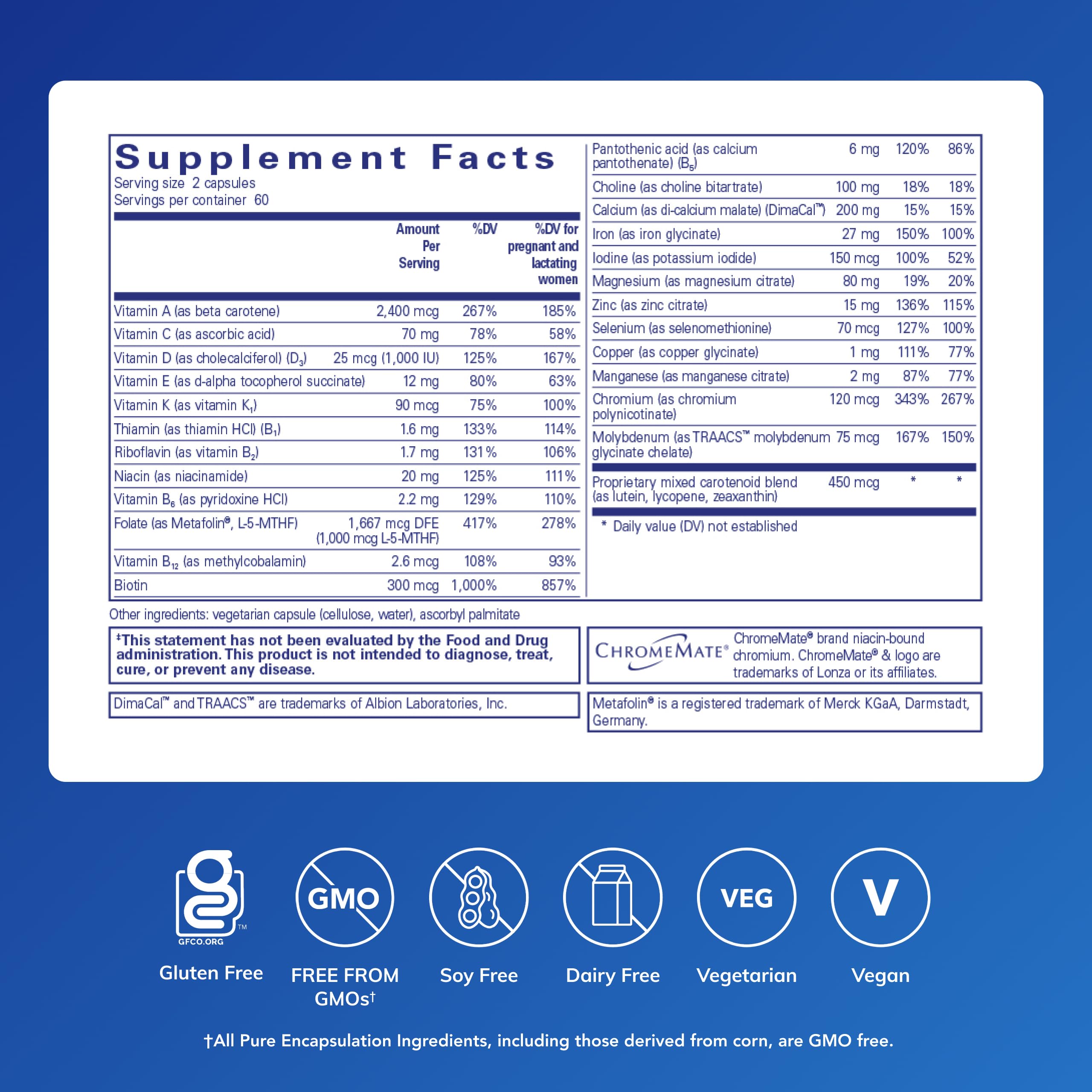 Pure Encapsulations Prenatal Nutrients capsules for convenient daily prenatal nutrition.