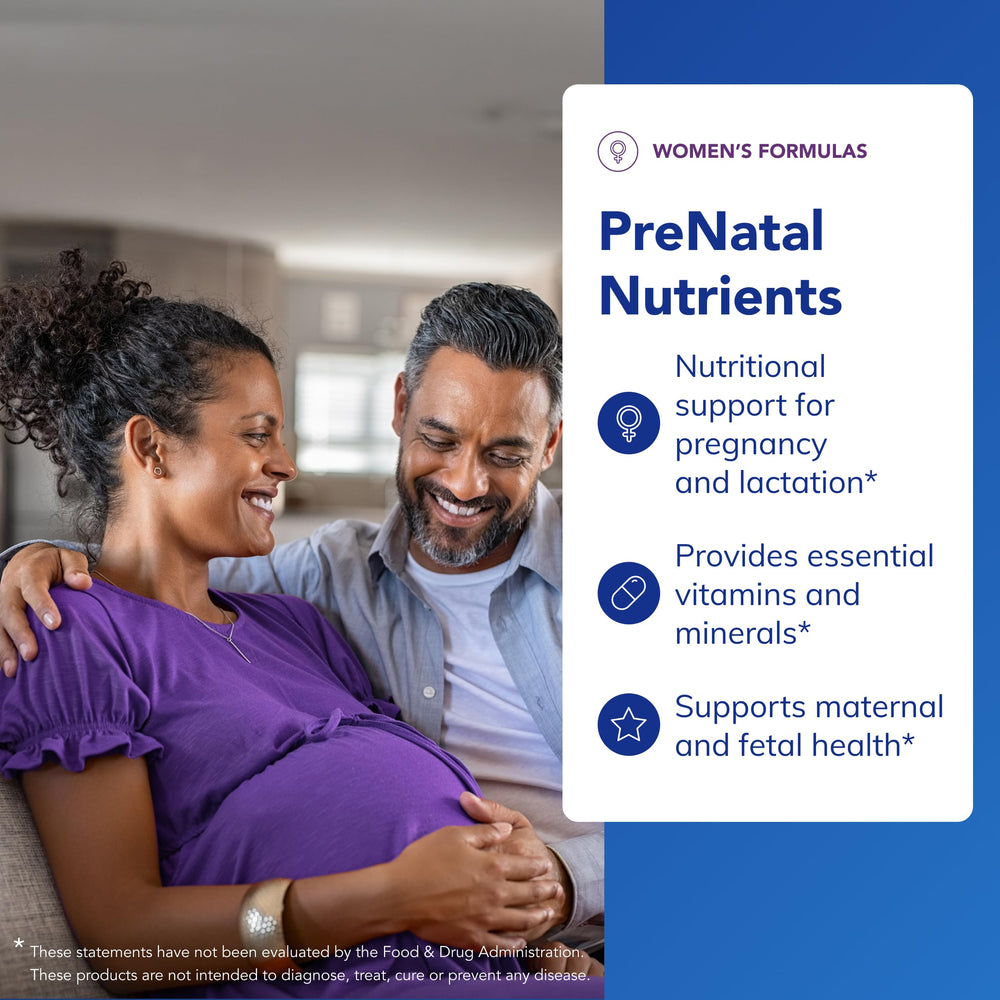 Pure Encapsulations Prenatal Nutrients label with essential vitamins and minerals.