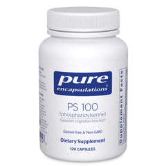 Pure Encapsulations PS 100 bottle label signaling purity and quality for brain support