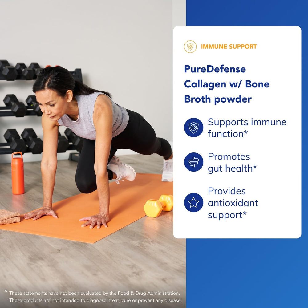 Pure Encapsulations PureDefense Collagen with mushroom blend enhances immune-supporting phytonutrients.
