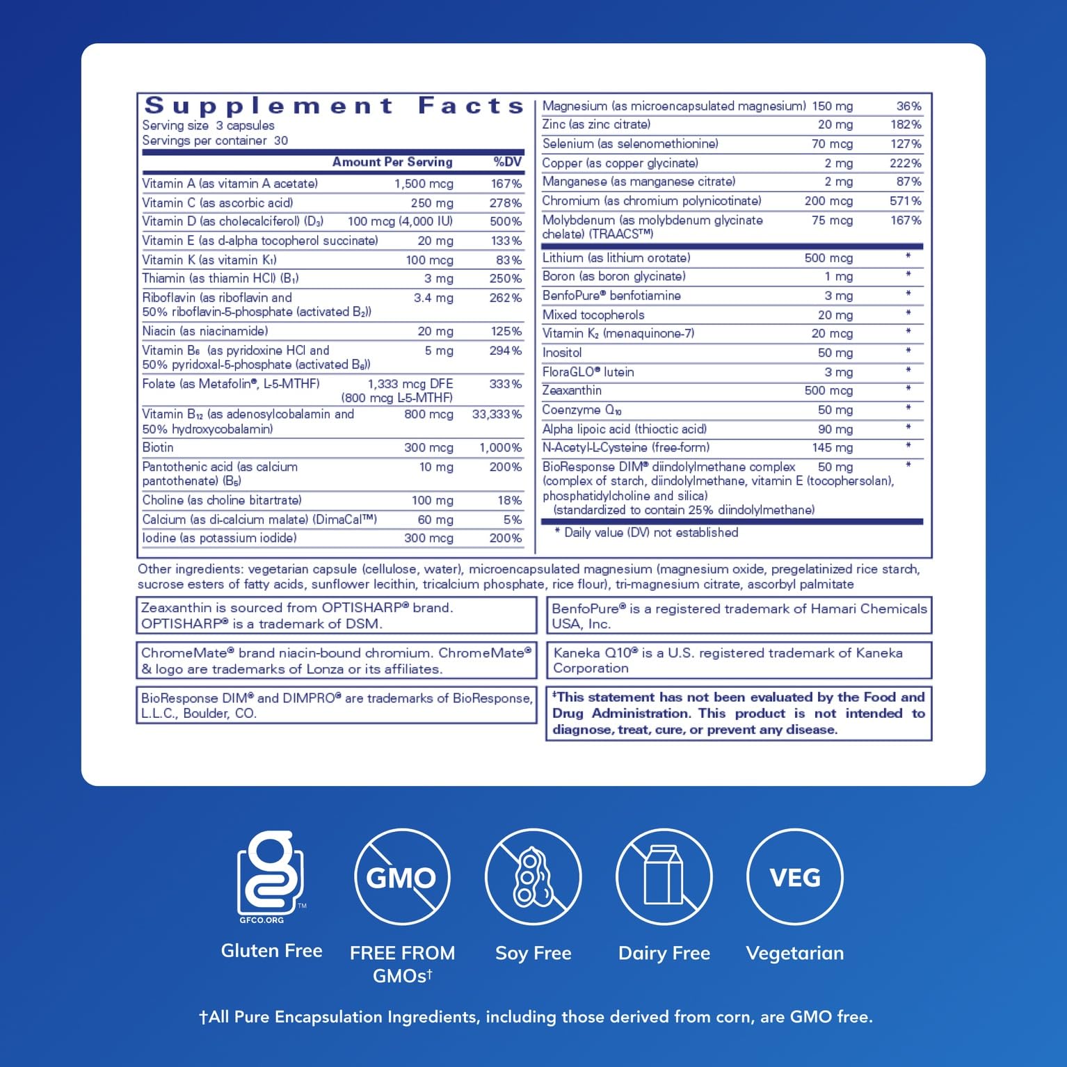 Close-up of PureGenomics UltraMultivitamin capsules highlighting targeted nutrition benefits