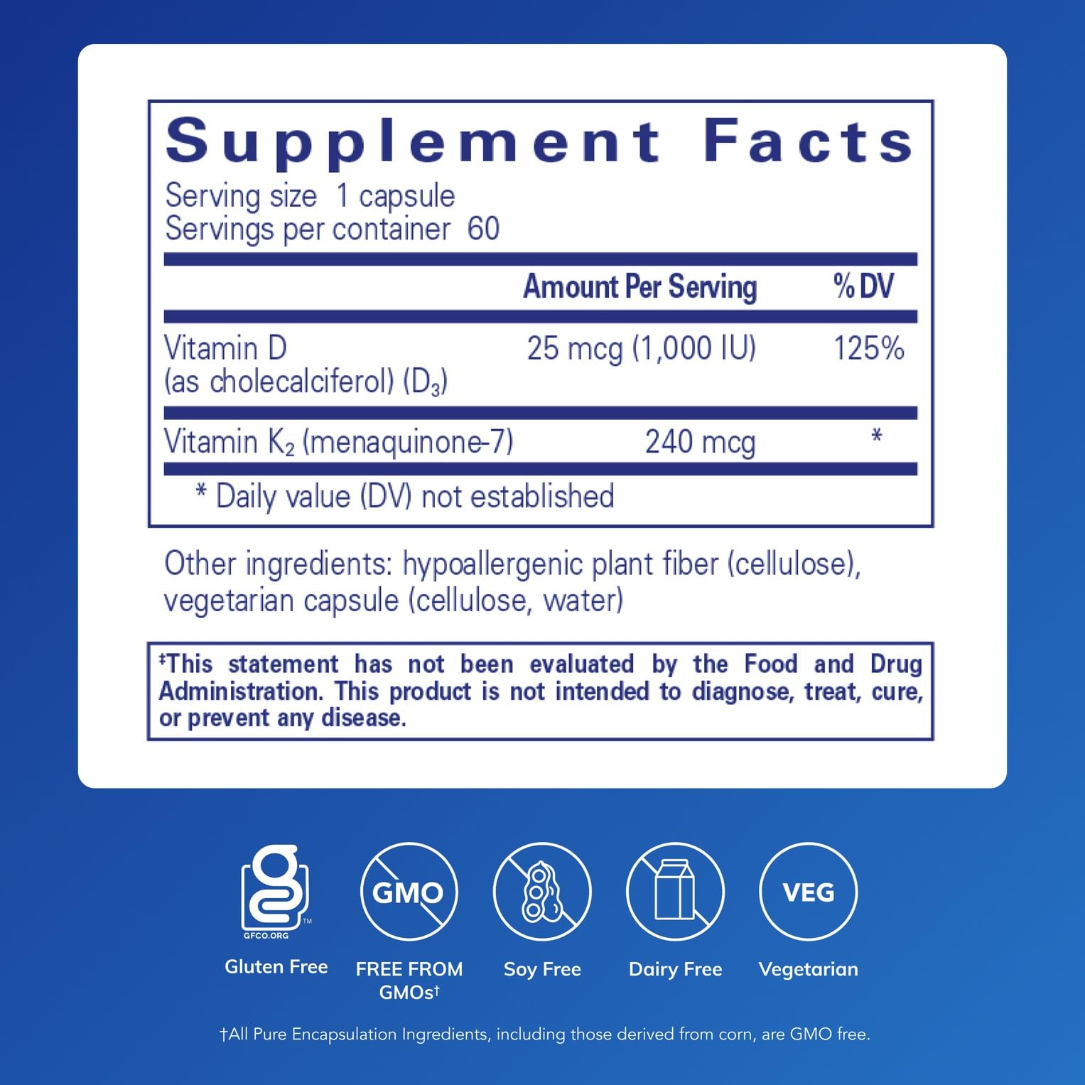 Pure Encapsulations PureHeart K2D capsules prepared for daily cardiovascular health support.