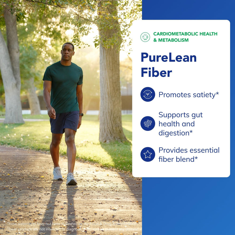 Pure Encapsulations PureLean Fiber label close-up shows soluble and insoluble fiber blend